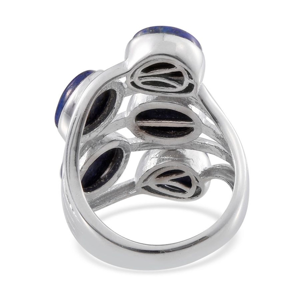 Lapis Lazuli (Pear) Ring in Platinum Overlay Sterling Silver 9.000 Ct.