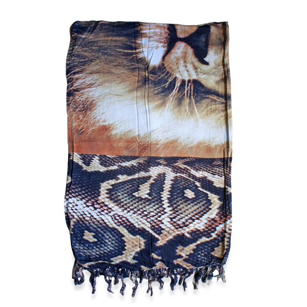 100% Rayon Batik Print Multi Colour Animal Pattern Sarong (Size 160x110 Cm)
