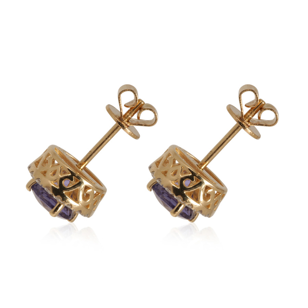 ILIANA 18K Y Gold AAA Tanzanite (Rnd), Diamond Earrings 2.000 Ct.