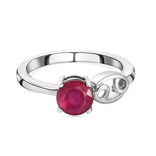 African Ruby (FF) Ring in Platinum Overlay Sterling Silver.