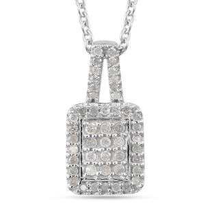 Diamond Pendant with Chain (Size 18) in Platinum Overlay Sterling Silver 0.33 Ct.