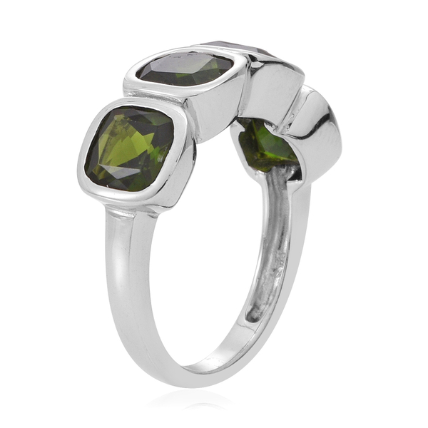 Chrome Diopside (Cush) Ring in Rhodium Plated Sterling Silver 4.250 Ct.