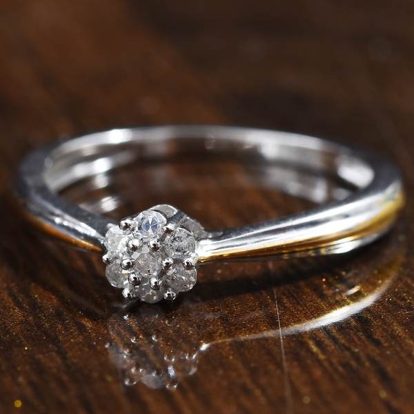 Desginer Inspired Diamond (Rnd) Ring in Platinum and Yellow Gold Sterling Silver 0.10 Ct.