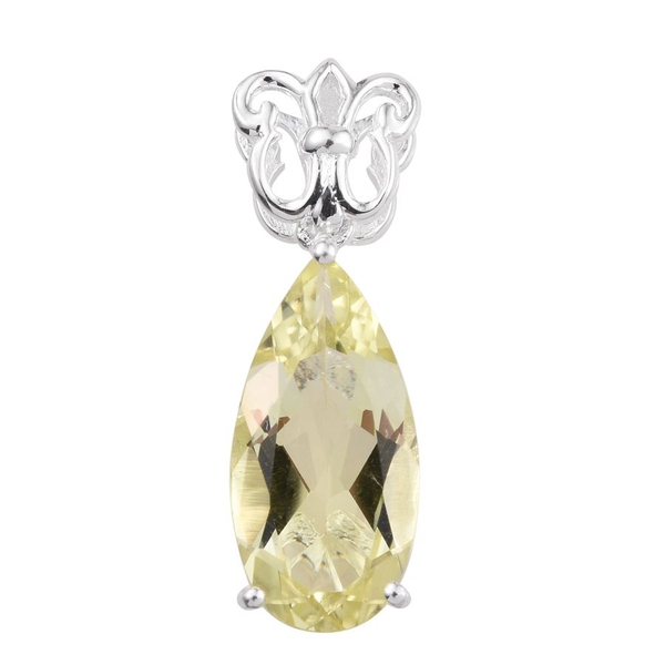 Natural Ouro Verde Quartz (Pear) Solitaire Pendant in Sterling Silver 4.000 Ct.