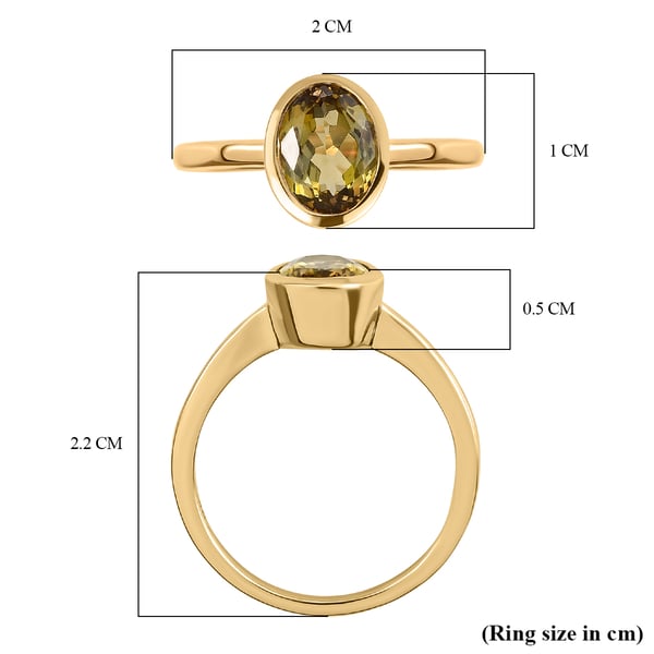 9K Yellow Gold AA Yellow Tanzanite Solitaire Ring 1.32 Ct.
