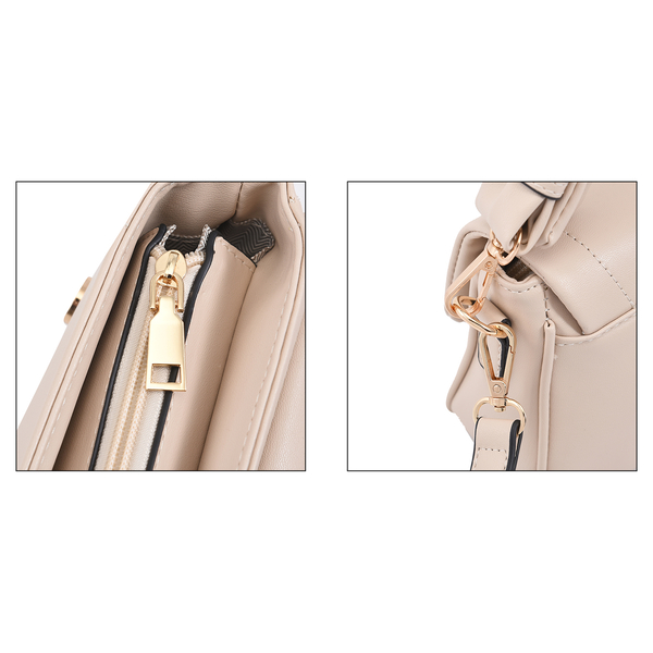 PASSAGE Baguette Bag with Shoulder Strap (Size 27X15X7 Cm) - Beige
