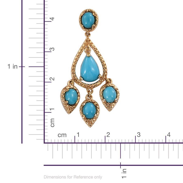 Arizona Sleeping Beauty Turquoise (Pear) Earrings (with Push Back) in 14K Gold Overlay Sterling Silver 3.500 Ct.