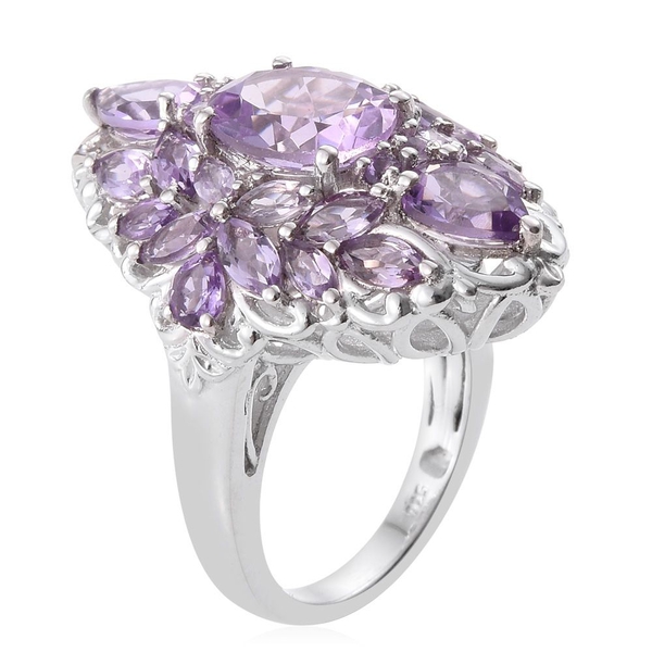 Rose De France Amethyst (Ovl 2.35 Ct), Natural Cambodian Zircon Ring in Platinum Overlay Sterling Silver 6.000 Ct. Silver wt 7.20 Gms.