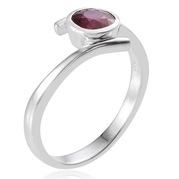 African Ruby (Rnd) Solitaire Ring in Platinum Overlay Sterling Silver 2.000 Ct.