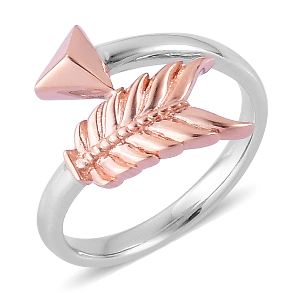 LucyQ Arrow Ring in Rose Gold and Rhodium Plated Sterling Silver 3.09 Gms.