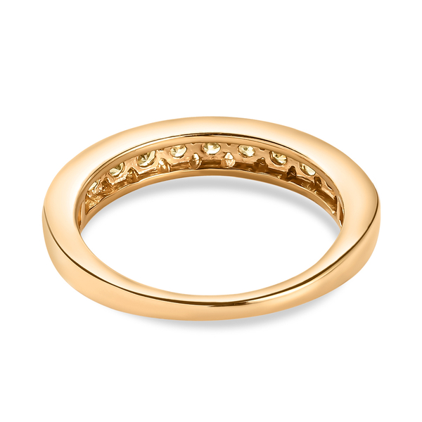 Demantoid Garnet Half Eternity Ring in 14K Gold Overlay Sterling Silver