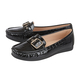 Lotus LIBBY Loafers with Croc Pattern and Buckle Detailing - Black
