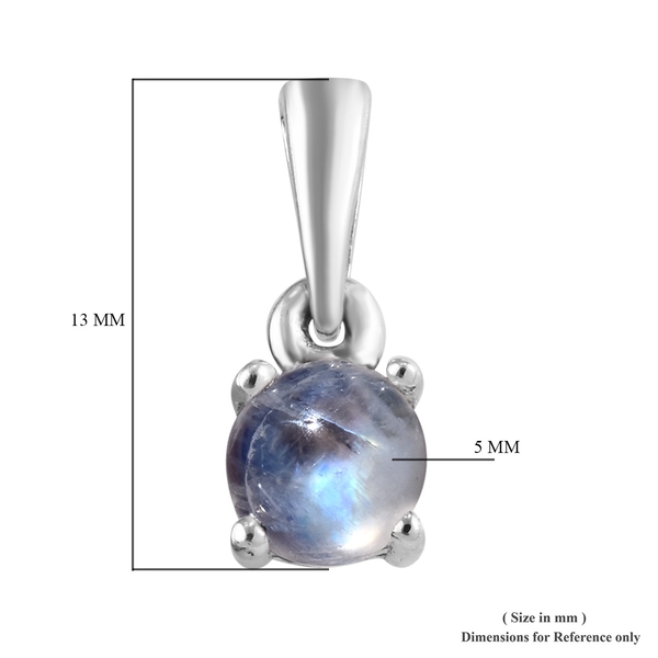 Rainbow Moonstone (Rnd) Solitaire Pendant in Platinum Overlay Sterling Silver 0.750 Ct.