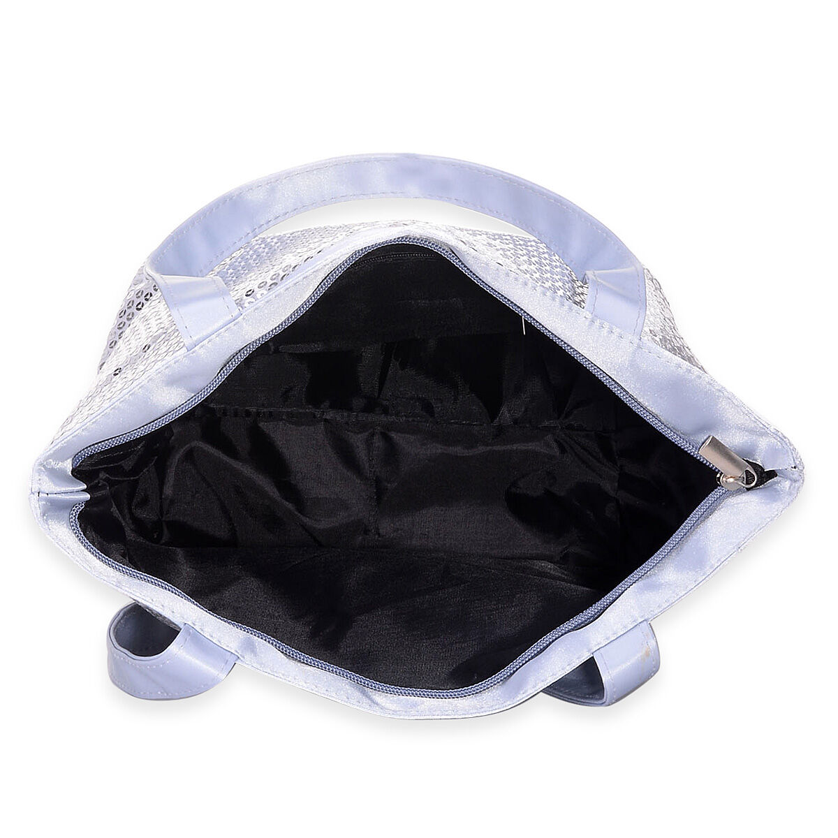 Silver Shiny Sparkle Sequin Tote Bag (Size 15x5.6x11x9 inch)