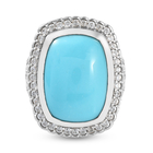 Arizona Sleeping Beauty Turquoise and Natural Cambodian Zircon Ring (Size M) in Platinum Overlay Sterling Sil