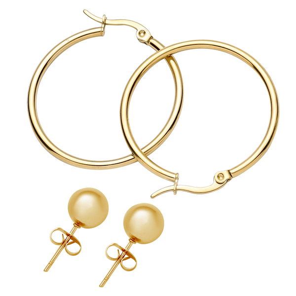 OTO - Ever True - 18K Yellow Gold IP Plated Stainless Steel-15 Piece Jewellery Set - 6  Necklace, 6 Bracelet (Size 7 with 1.5 Inch Extender), 2 Pairs Earrings and 1 Magnetic Clasp with Extender.