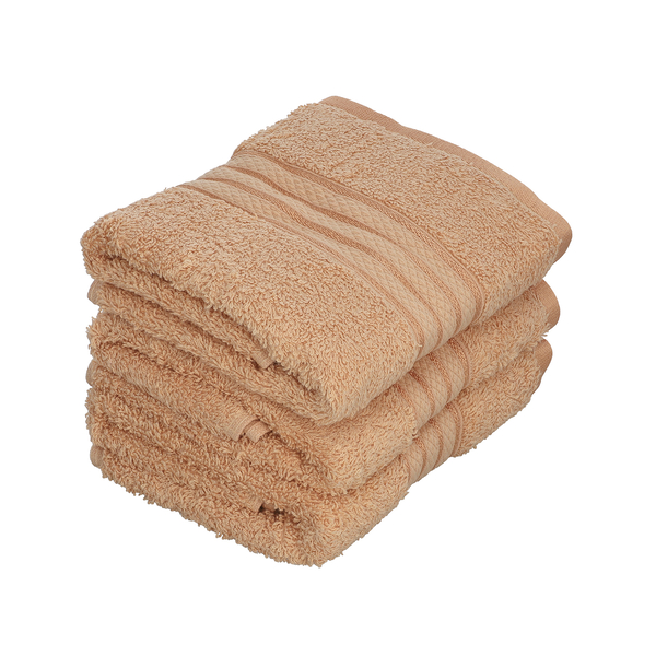 Set of 3 - 100% Egyptian Cotton Terry Hand Towel (Size 71x41Cm) - Beige
