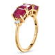 African Ruby, Diamond  3 Stone Ring in 14K Gold Overlay Sterling Silver 2.790  Ct.