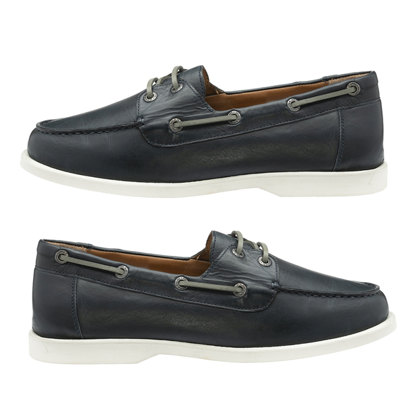 FRANK WRIGHT Keel Leather Boat Shoe (Size 7) - Navy