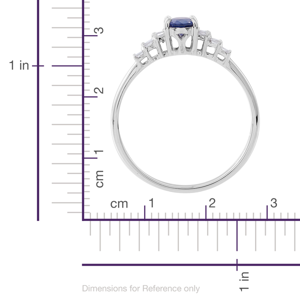 ILIANA 18K W Gold AAA Ceylon Sapphire (Ovl 1.00 Ct), Diamond (SI/G-H) Ring 1.150 Ct.