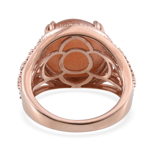 Morogoro Peach Sunstone (Rnd) Solitaire Ring in Rose Gold Overlay Sterling Silver 9.750 Ct.