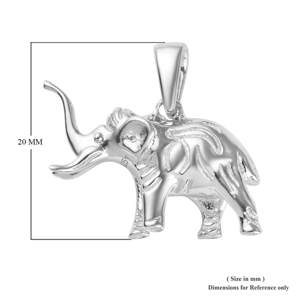 Elephant Goodluck Silver Charm Pendant in Platinum Overlay 4.17 Gms.