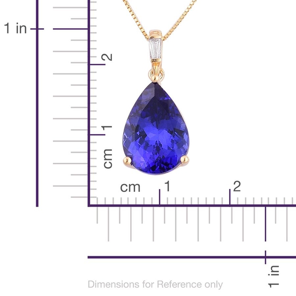 ILIANA 18K Y Gold AAA Tanzanite (Pear 4.50 Ct), Diamond Pendant With Chain 4.560 Ct.