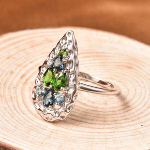 RACHEL GALLEY Misto Collection - AA London Blue Topaz and Chrome Diopside Ring in Rhodium Overlay St
