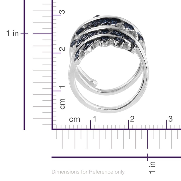 Blue Diamond (Rnd) Spiral Ring in ION Plated Platinum Bond
