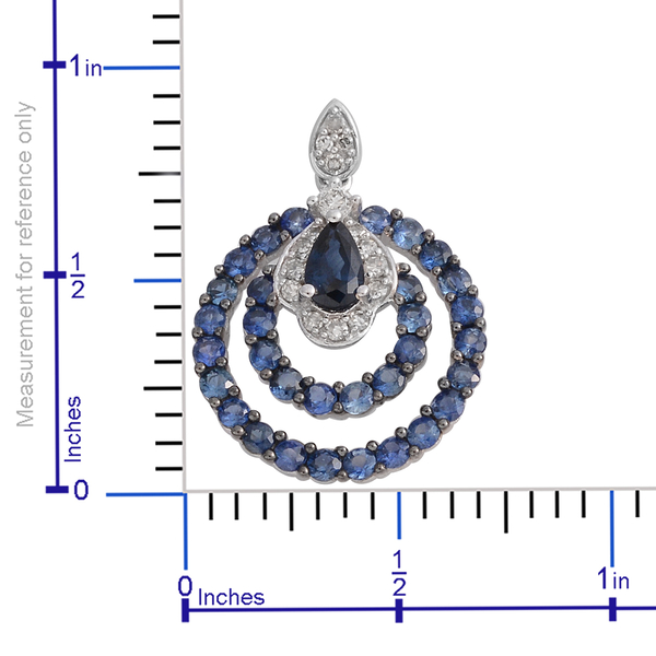 14K White Gold AAA Madagascar Blue Sapphire (Pear and Rnd), Diamond (G-H/I1-I2) Earrings (with Push Back) 2.160 Ct.