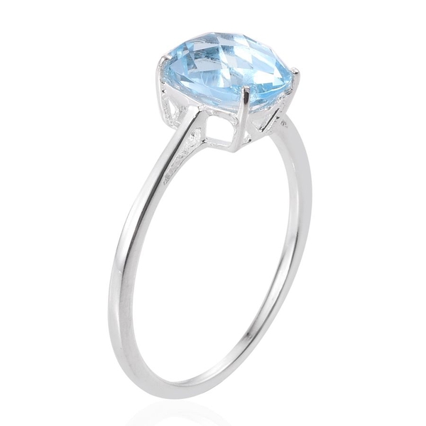 Sky Blue Topaz (Cush) Solitaire Ring in Sterling Silver 2.750 Ct.