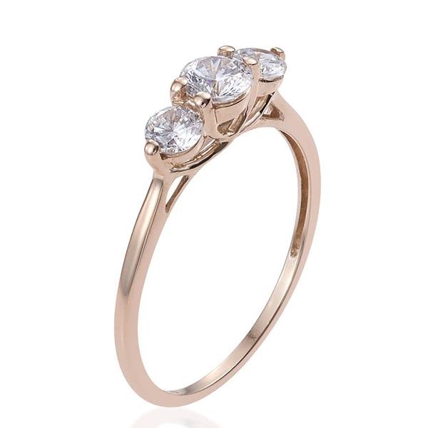 9K Y Gold (Rnd) 3 Stone Ring Made with Finest CZ