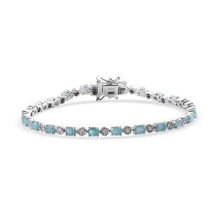 Grandidierite and Natural Cambodian Zircon Bracelet (Size 7) in Platinum Overlay Sterling Silver 4.4