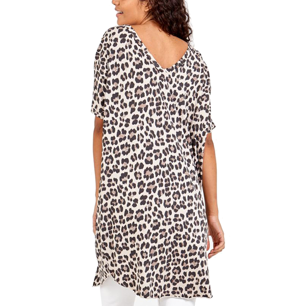 Nova of London Off Shoulder Leopard Print V-Neck Oversized Dress  in Beige (Length 92cm) (Size up to 20)