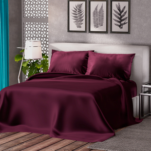 SERENITY NIGHT 4 Piece Set - 100% Bamboo Sheet Set (Includes Flat Sheet, Fitted Sheet and 2 Pillowcases) - Red (Size Double)