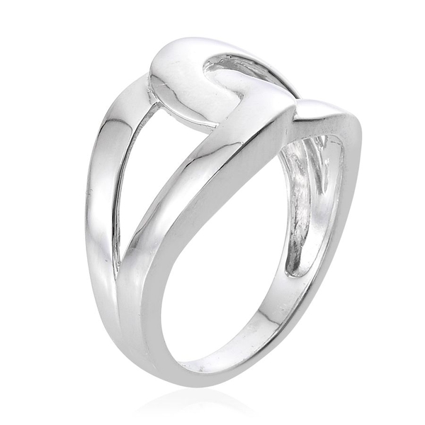 Platinum Overlay Sterling Silver Interlocking Ring, Silver wt 3.93 Gms.