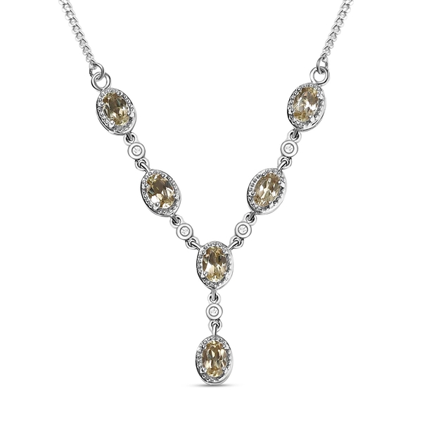 Turkizite and Diamond Necklace (Size - 18 with 2 inch Extender) in Platinum Overlay Sterling Silver 