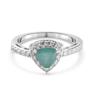 Grandidierite and Natural Cambodian Zircon Ring in Platinum Overlay Sterling Silver 1.25 Ct.