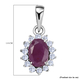 Natural Moroccan Ruby and Natural Cambodian Zircon Pendant in Platinum Overlay Sterling Silver 1.39 Ct.