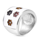 Multi Colour Austrian Crystal Floral Enamelled Ring in Stainless Steel