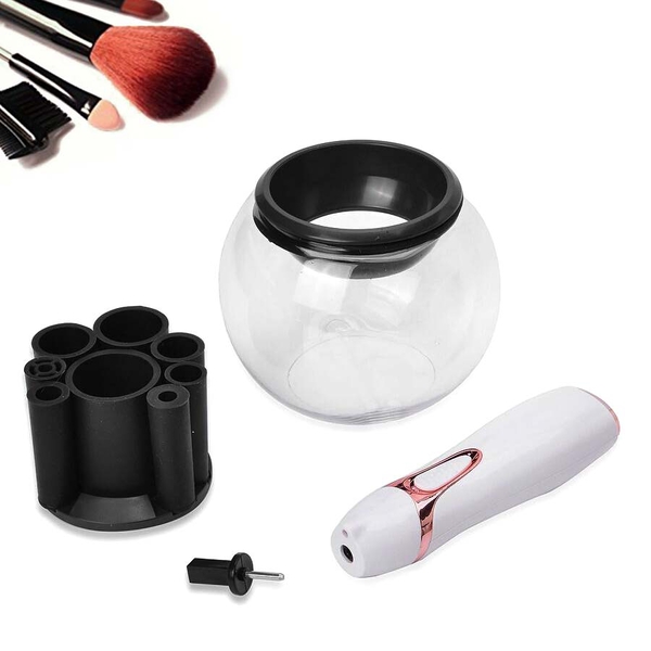 Makeup Brush Cleaner Set Includes 1 Electric Brush Spinner, 1 Bowl, 1 Attachment Spindle and 8 Brush