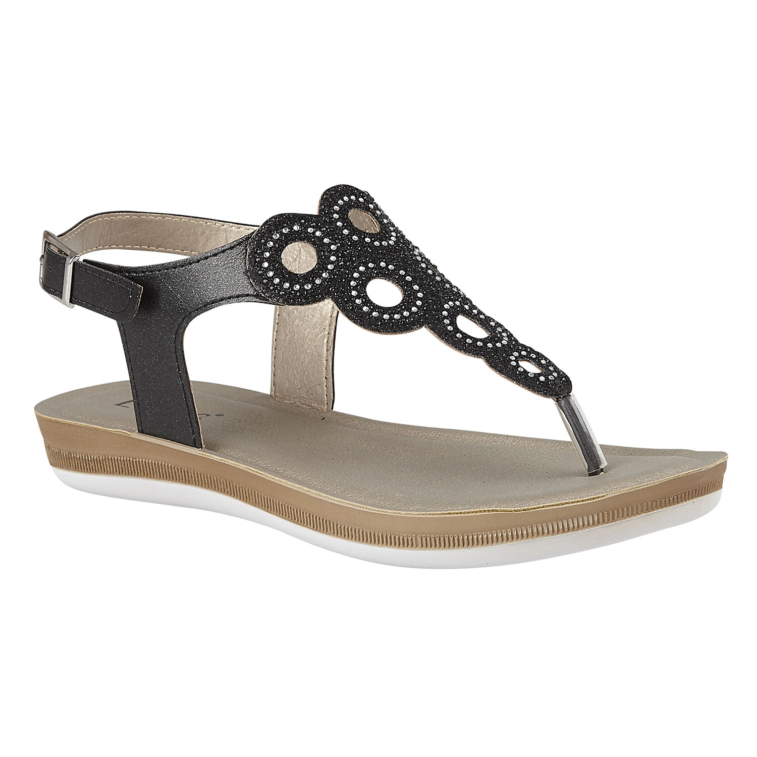 Lotus Milan Toe-Post Sandals (Size 4) - Black