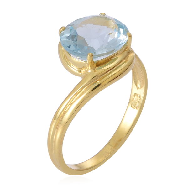 Sky Blue Topaz (Ovl) Solitaire Ring in Yellow Gold Overlay Sterling Silver 4.500 Ct.