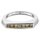 Yellow Diamond Ring (Size O) in Platinum Overlay Sterling Silver 0.250 Ct.