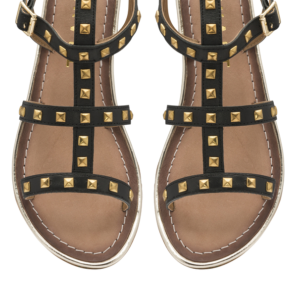 Ravel leather gladiator sandal with stud detailing and double strap ankle fastening.