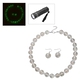 2 Piece Set - White Murano Beads & Simulated White Moonstone Necklace (Size 20 with 2 inch Extender)
