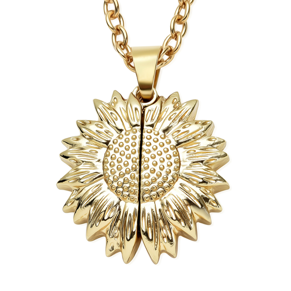 Lapis Lazuli Sunflower Pendant with Chain (Size 24 With 2 Inch Extender) in Yellow Gold Tone