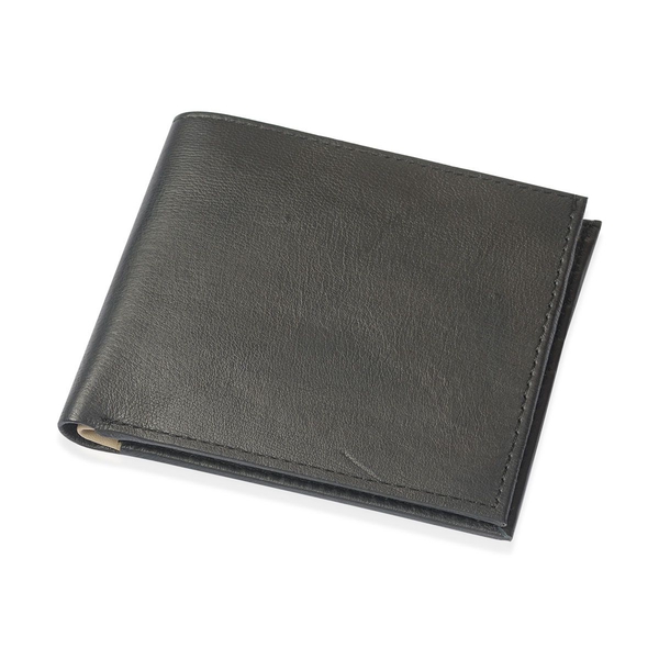 Genuine Leather Black Colour Wallet with Beige Colour Inside