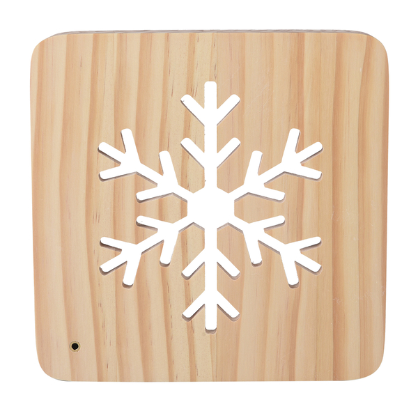 3D Wooden LED Light Snowflake Pattern with USB Port (Size: 19x19x3cm)
