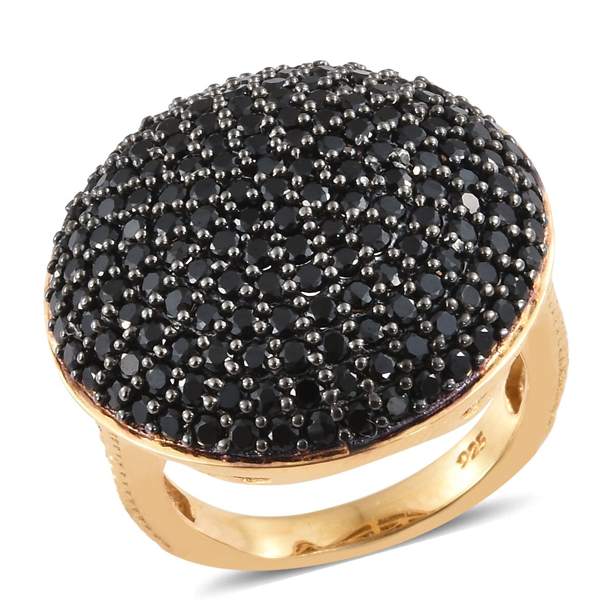 Boi Ploi Black Spinel (Rnd) Ring in 14K Gold Overlay Sterling Silver 3.250 Ct, Silver wt 6.81 Gms, N